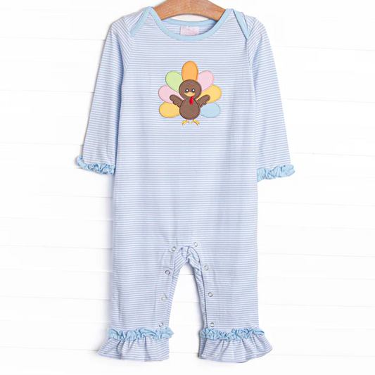 toddle baby girl Thanksgiving turkey long sleeve romper