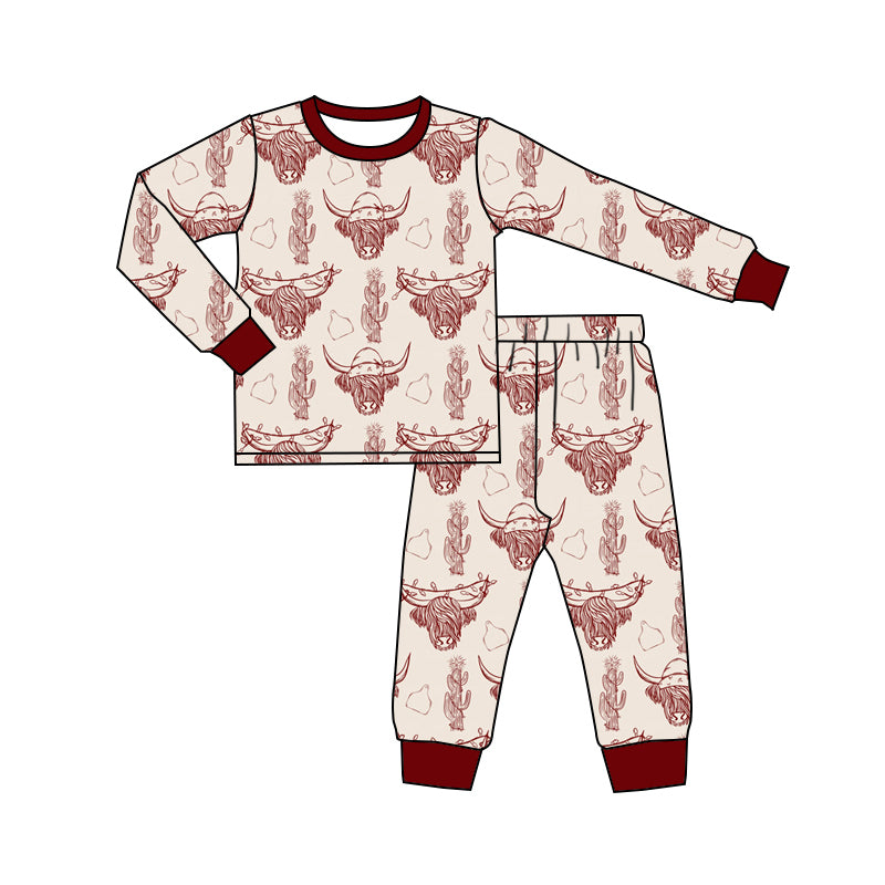 Western cowboy long sleeve pajama set