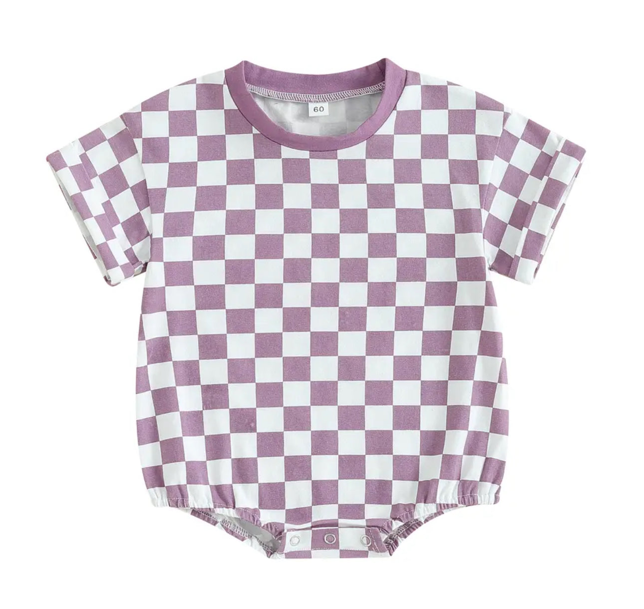 Toddle baby lavender plaid short sleeve romper