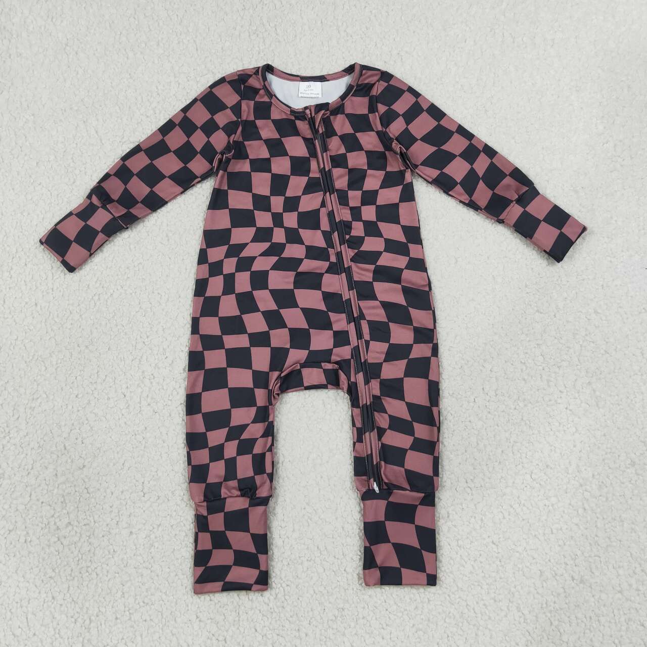 Toddle baby boy long sleeve plaid print romper