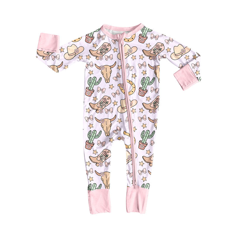 toddle baby western boots long sleeve zip romper
