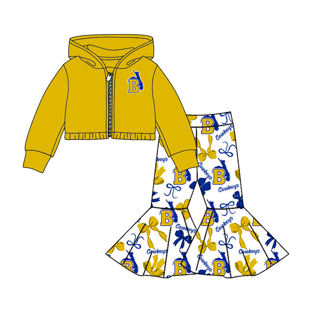 Girls long sleeve zip top matching pants custom team outfit