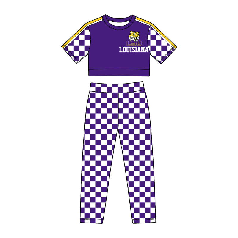 Toddle kids girl louisiana custom design short sleeve outfit