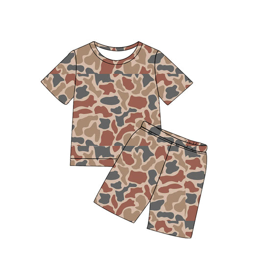 Camo design top matching shorts kids summer wholesale factory outfit