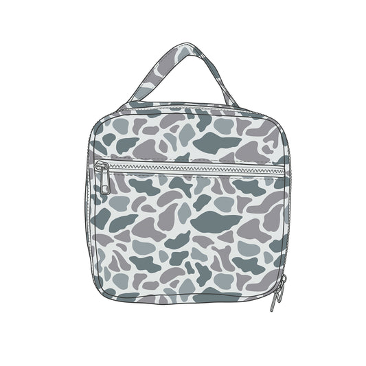 Light grey camo design lunch box bag preorder