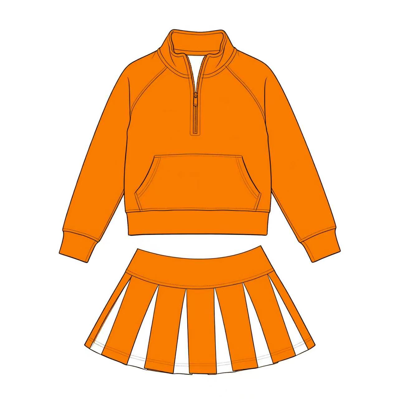 Kids long sleeve team pullover top matching skorts outfit wholesal factory price