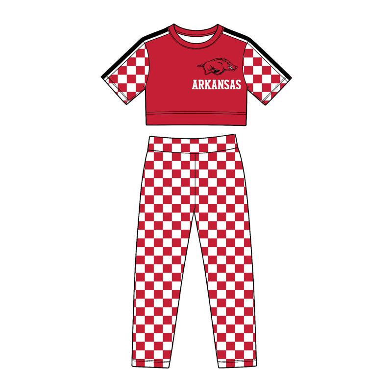 Toddle kids girl arkansas custom design short sleeve outfit