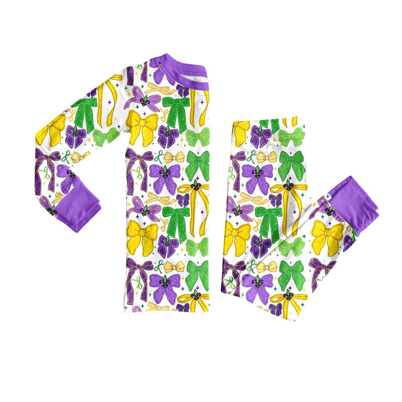 Mardi Gras kids long sleeve pajama set wholesal factory price