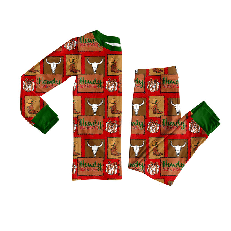 Kids wholesale western howdy design long sleeve outfit