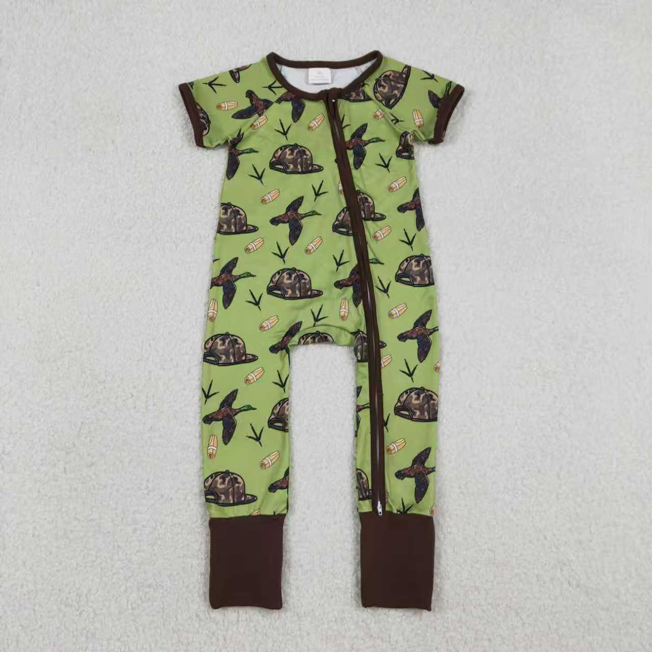 Hunting season deer duck print boys short sleeve outfit