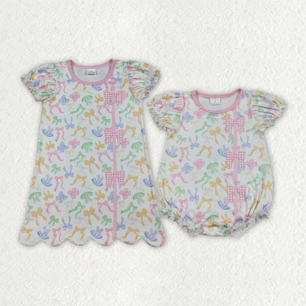 Colorful bow girls summer dress