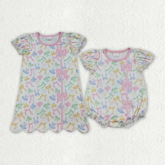 Colorful bow girls summer dress