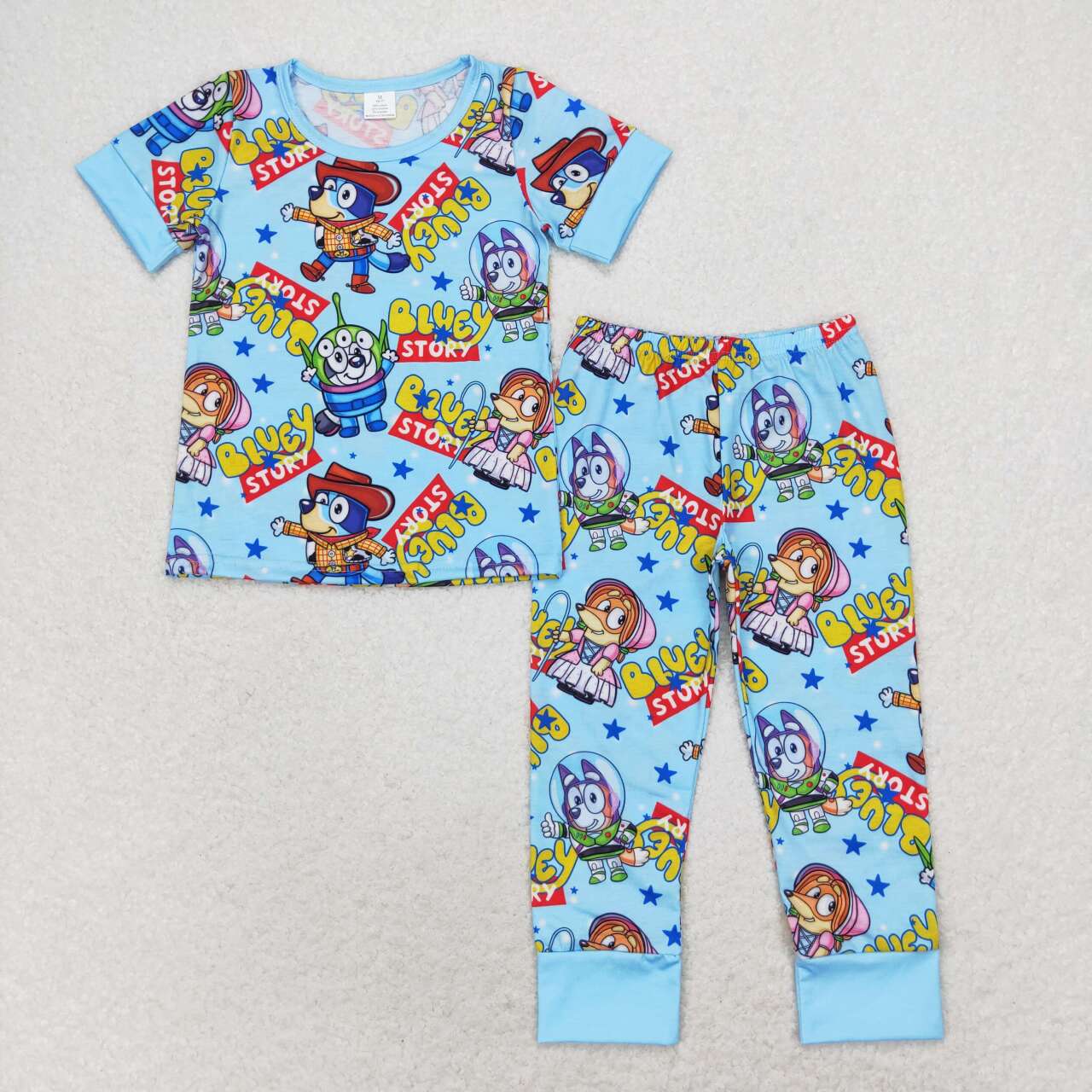 sister brother blue cartoon dog macthing clothing set