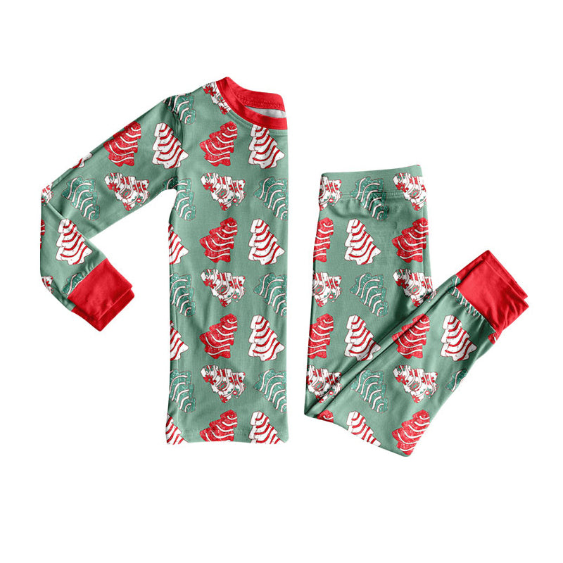 Kids girls Christmas tree cake long sleeve outfit