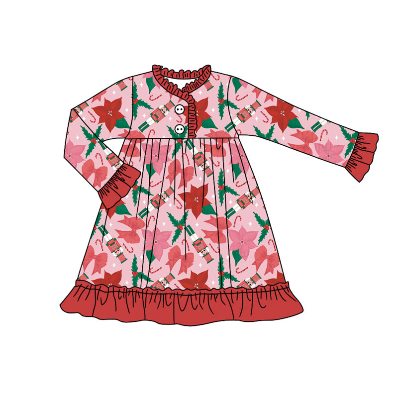Toddle girls Christmas design long sleeve gown dress