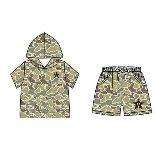 Kids short sleeve hoodie set wholesal factory price
