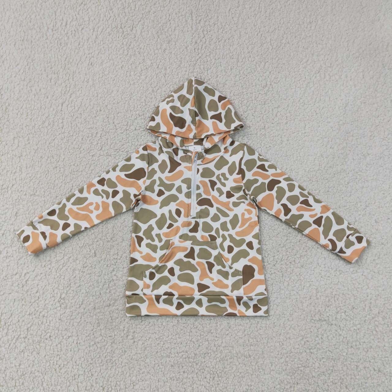 Green orange camo print kids boy long sleeve  hoodie top