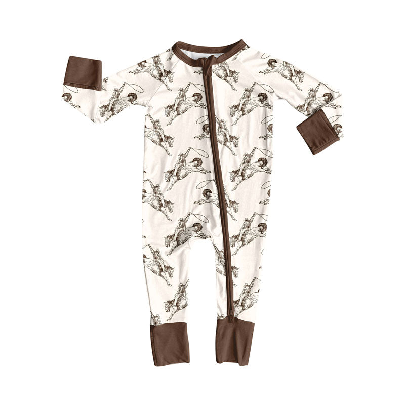 toddle baby western howdy long sleeve zip romper