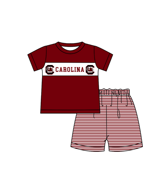 Custom collegiate team top matching shorts kids summer wholesale factory outfit