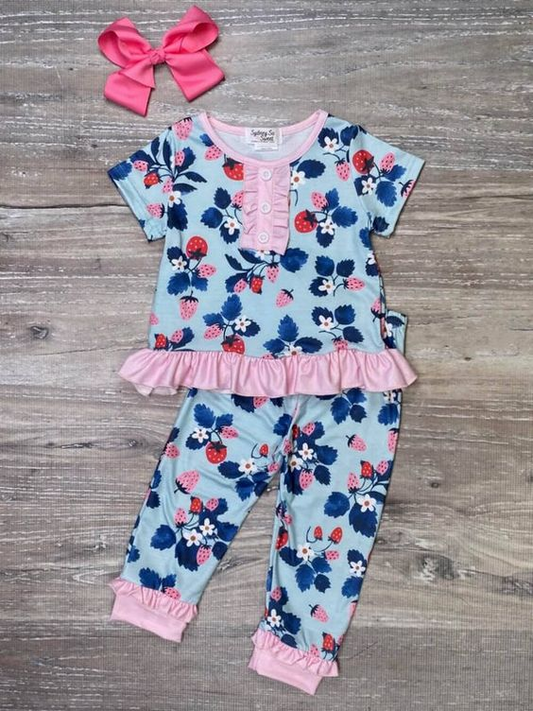 wholesale girls starwberry clothing set