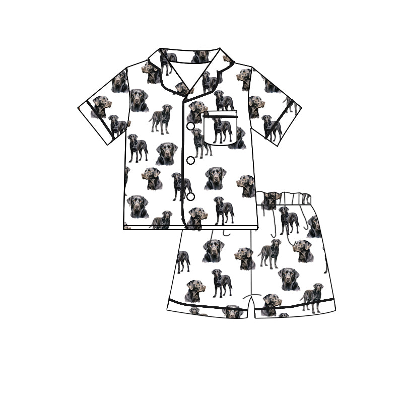 Adult man black dog print pajama set