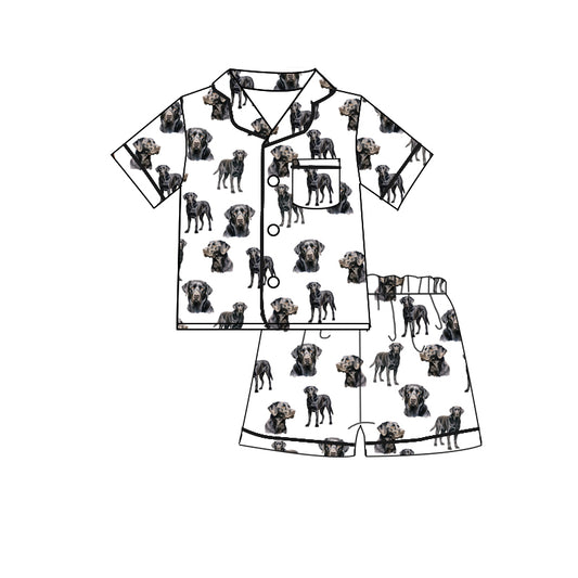 Adult man black dog print pajama set