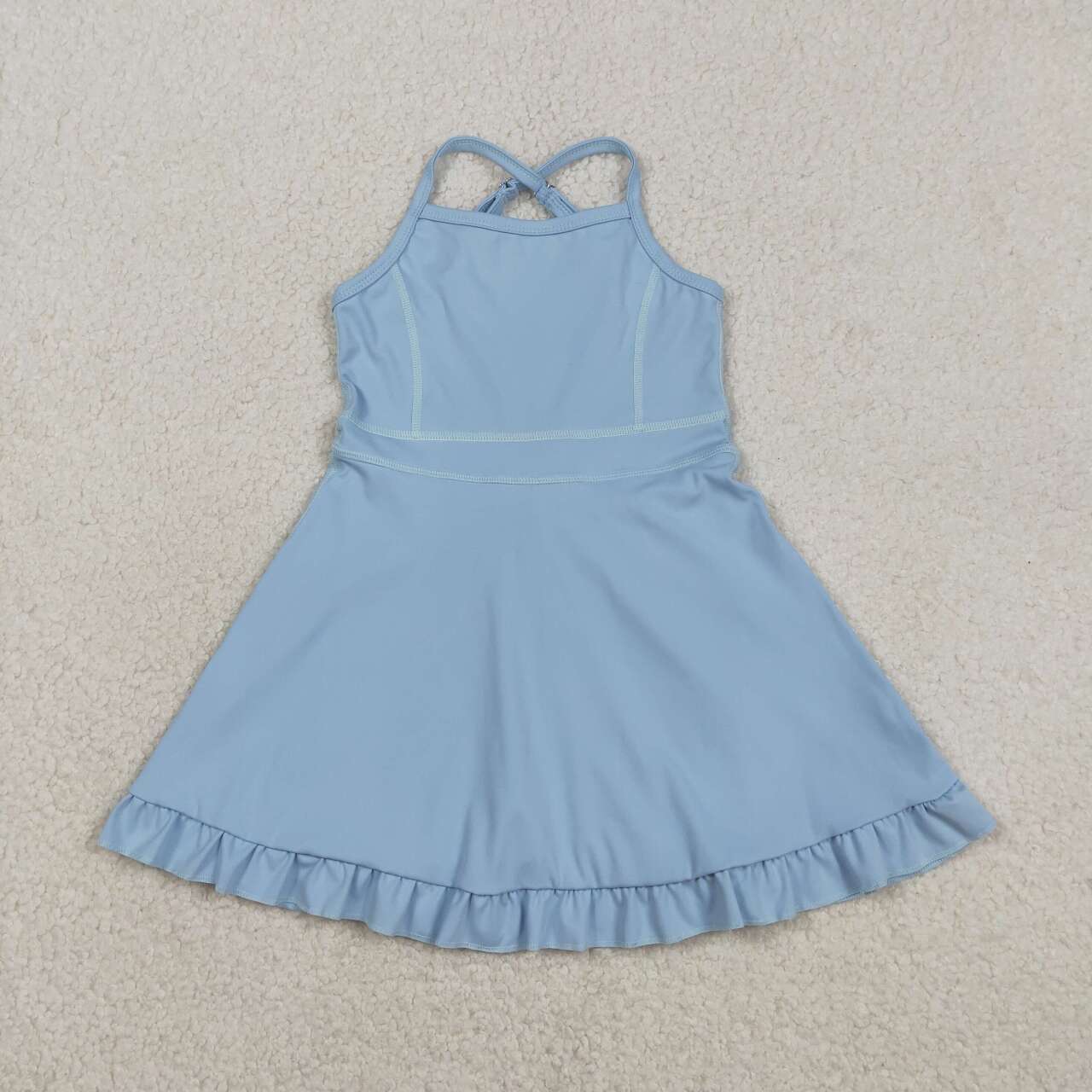 Sky blue color design girls yoga dress