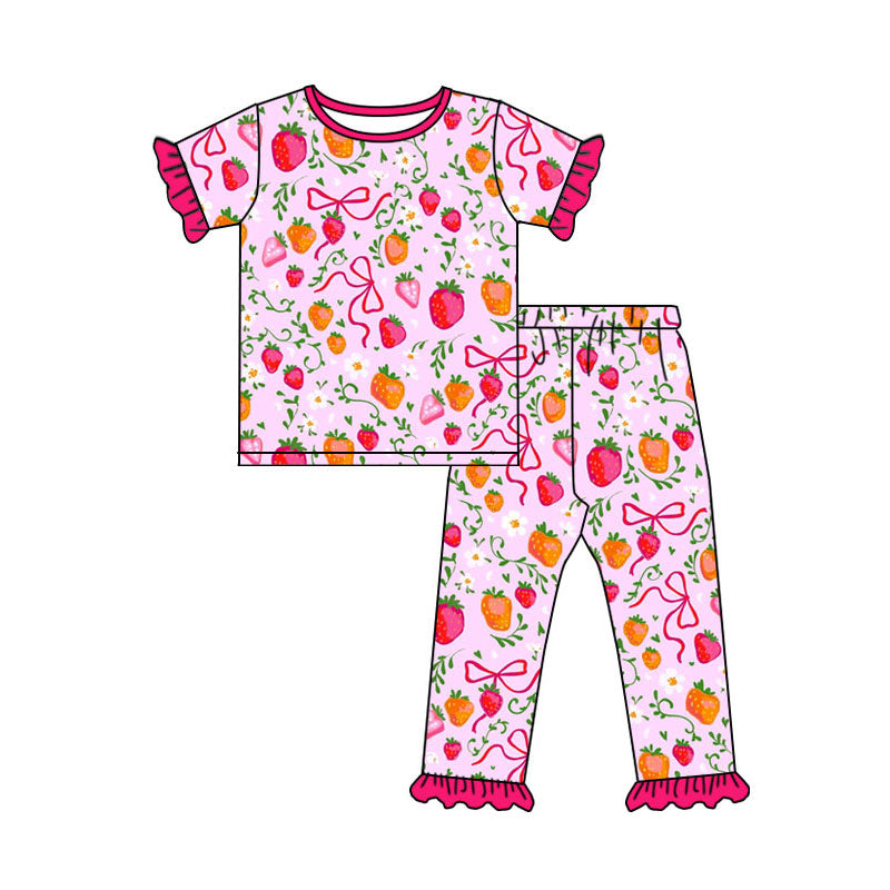 Strawberry design kids pajama set wholesal factory price