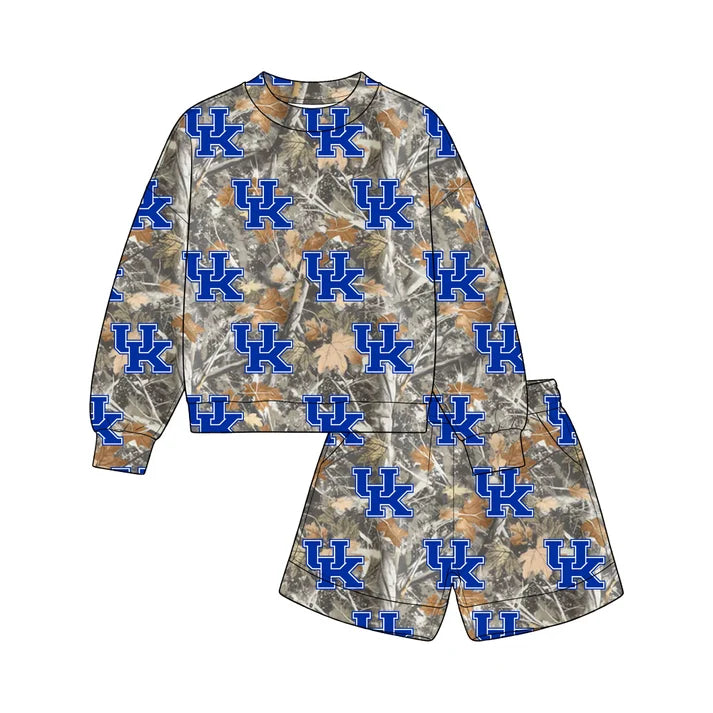 Custom team kentucky top matching shorts kids outfit wholesale factory price