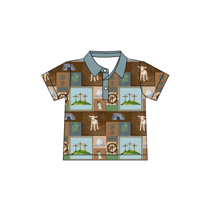 Kids baby short sleeve he is risen pullover top