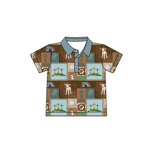 Kids baby short sleeve he is risen pullover top