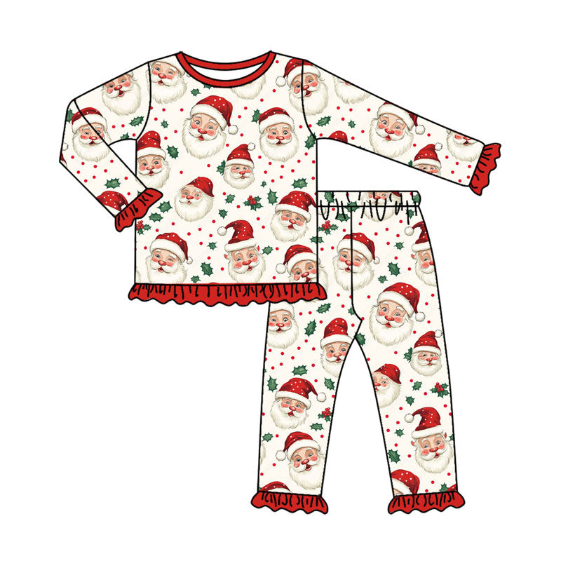 Christmas santa kids long sleeve pajama set wholesal factory price