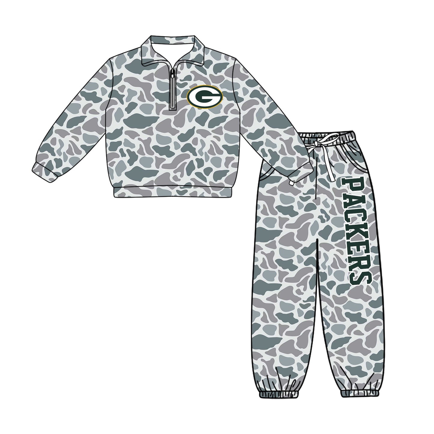 Toddle kids custom Packers team design long sleeve outfit