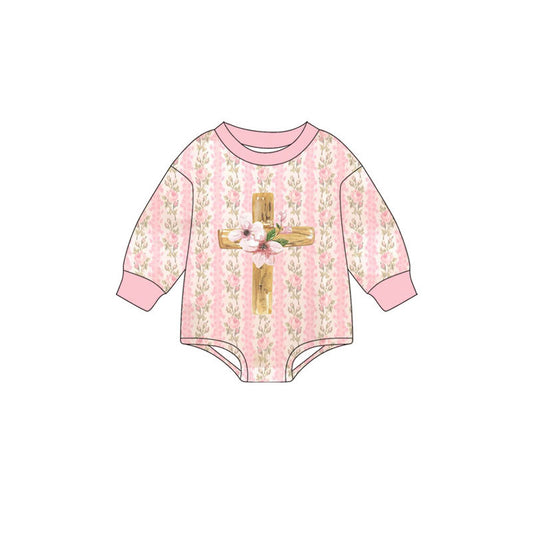 Toddle baby easter cross floral romper wholesale factory price