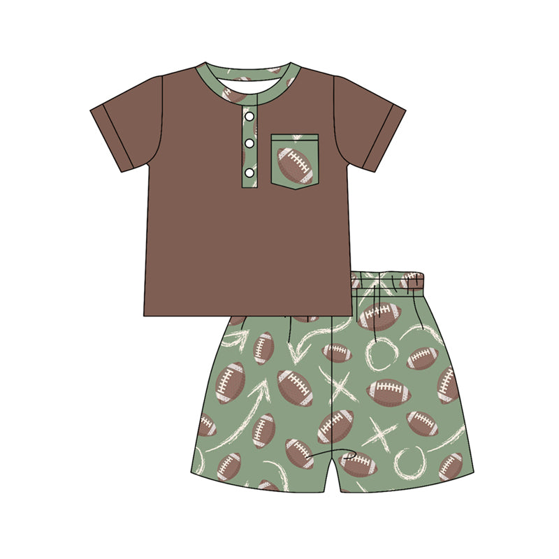 Football pocket top matching shorts boy summer outfit