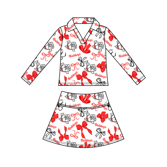Kids long sleeve team pullover top matching skorts outfit wholesal factory price