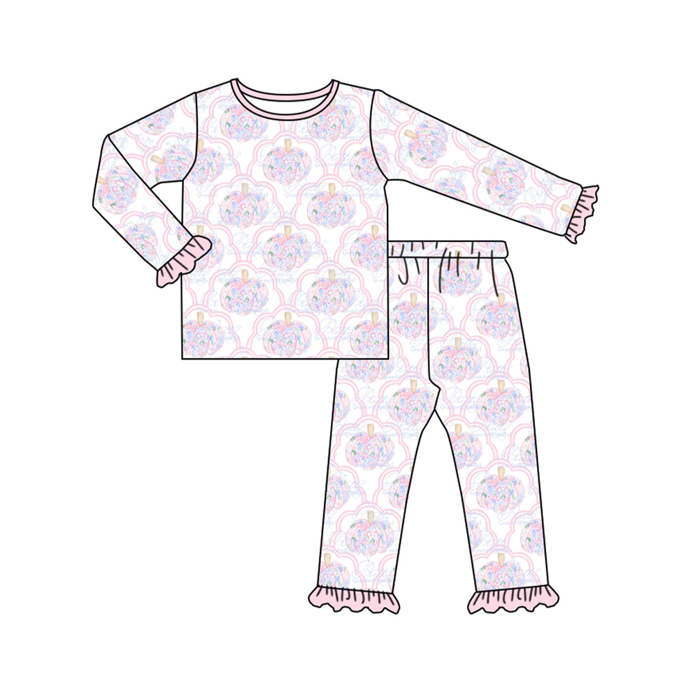 toddle baby girls floral pumpkin long sleeve clothes