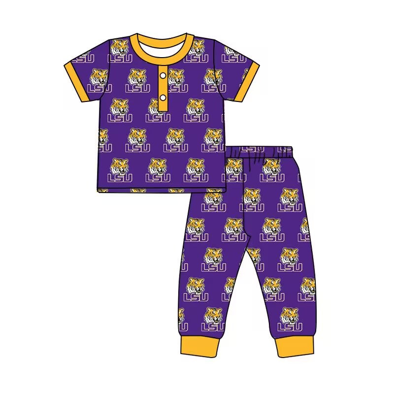 infant baby boy lsu colleague team bell bottom outfit
