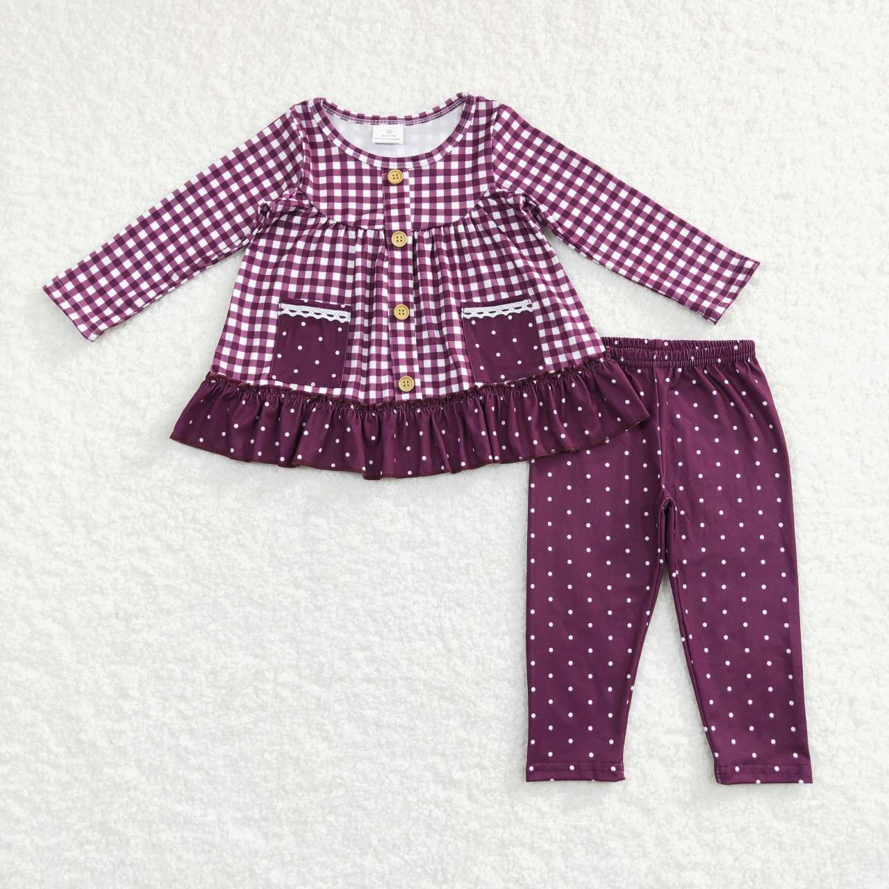 best sister purple gingham tunic top matching dots leggings outfit