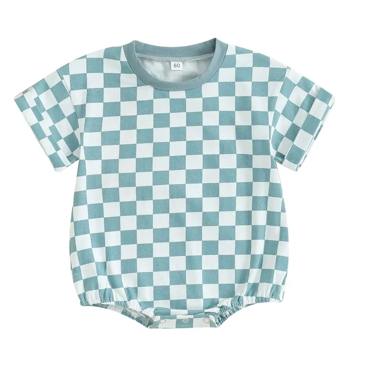 Toddle baby blue plaid short sleeve romper