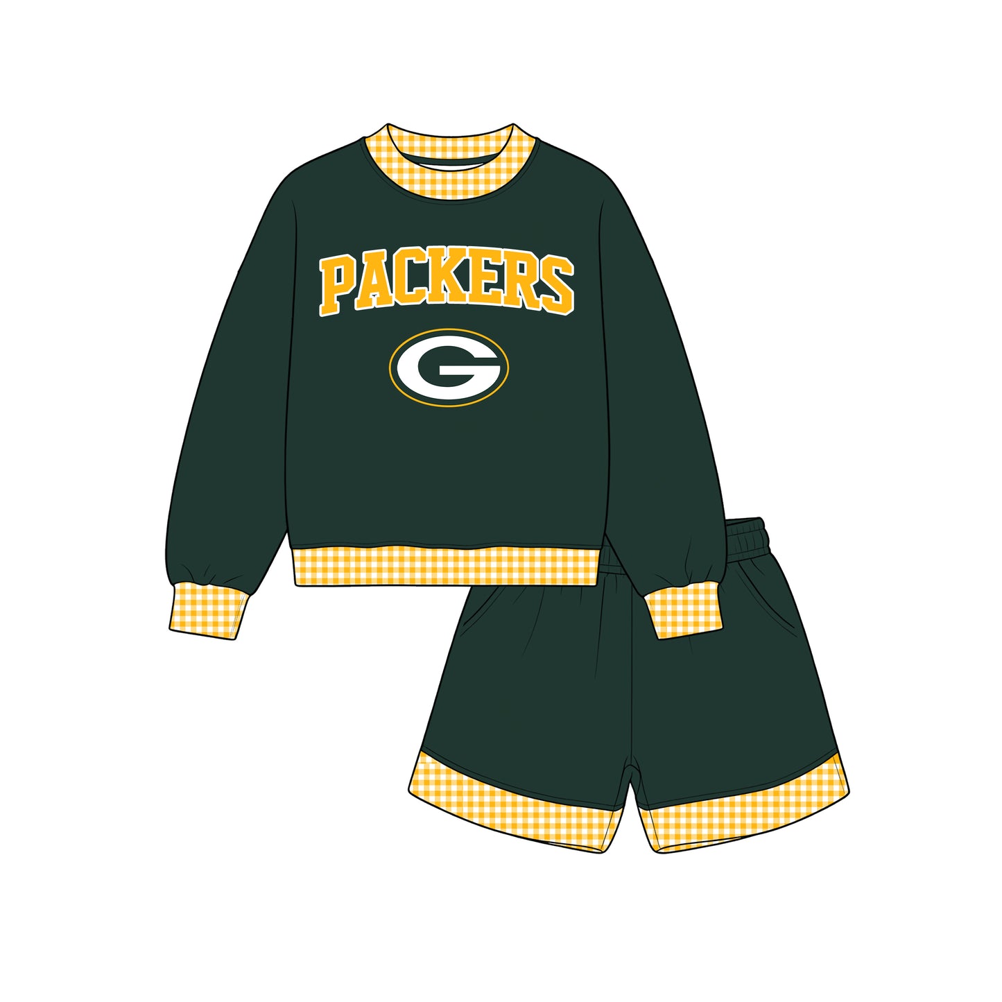 Toddle kids custom packers team design long sleeve outfit