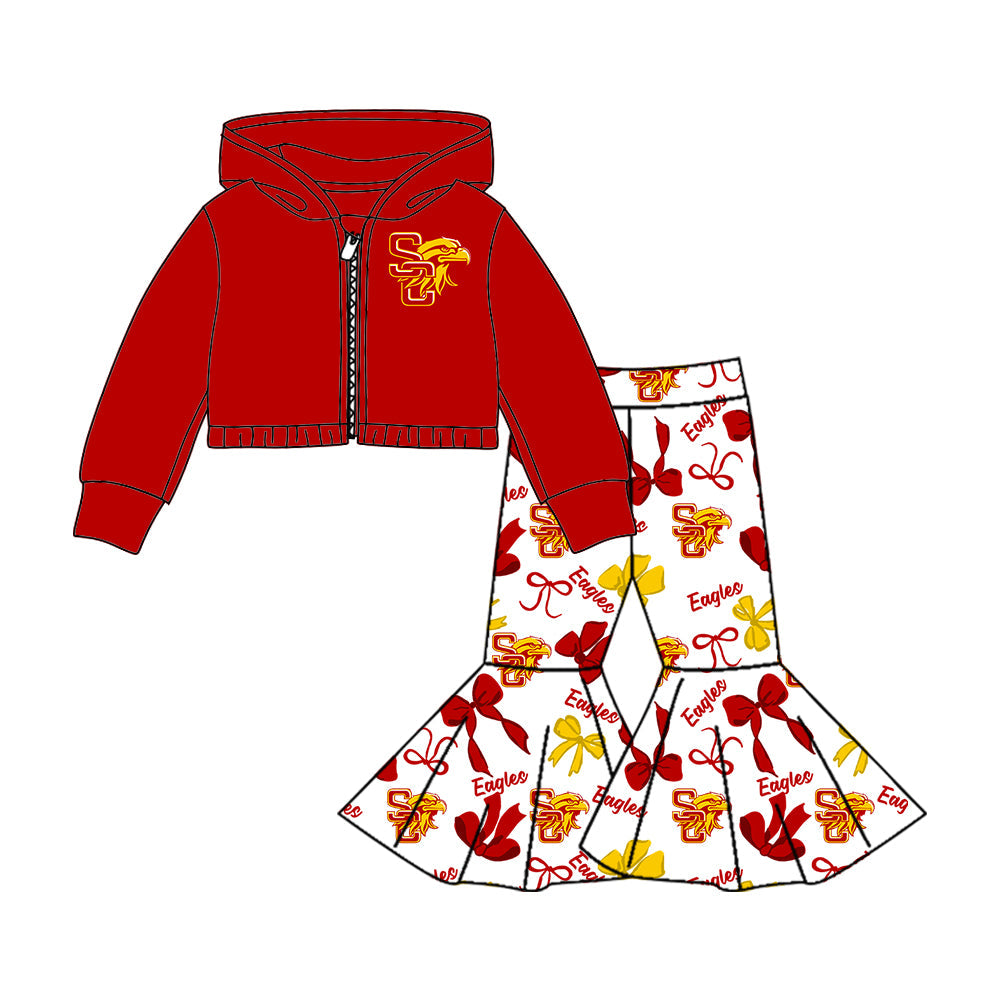 Girls long sleeve zip top matching pants custom team outfit