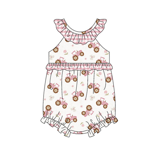 Farm tractor design kids baby holiday romper