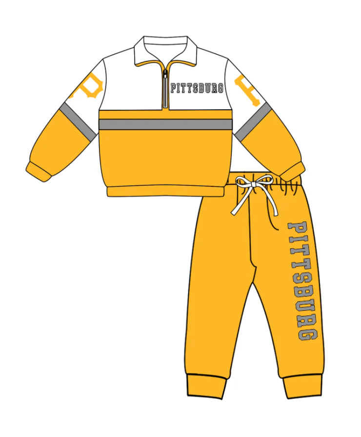 Kids long sleeve team pullover top matching pants outfit wholesal factory price