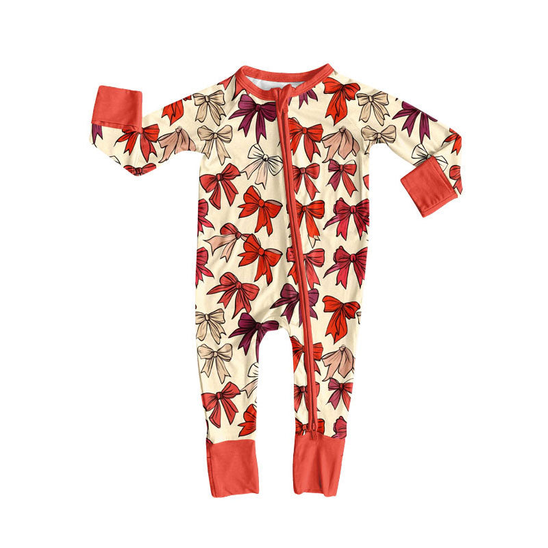 Toddle baby red bow design long sleeve romper wholesale factory price