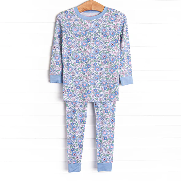 Toddle kids girl blue floral design outfit