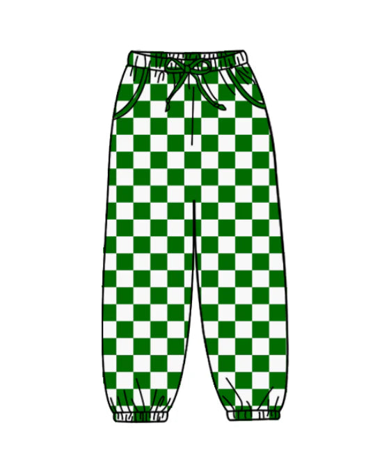 Kids custom green plaid  legging pants