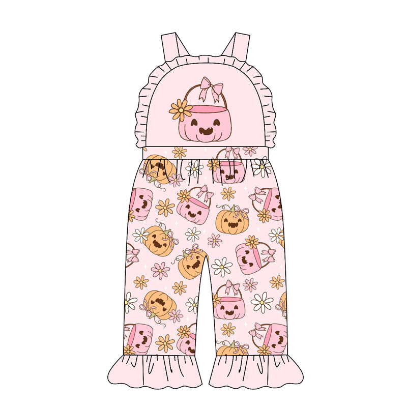 toddle girls halloween fall pumpkin design jumpsuit wholesale factory price