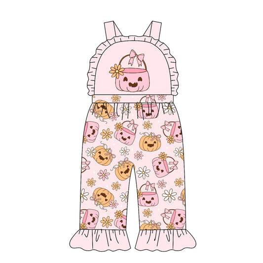 toddle girls halloween fall pumpkin design jumpsuit wholesale factory price