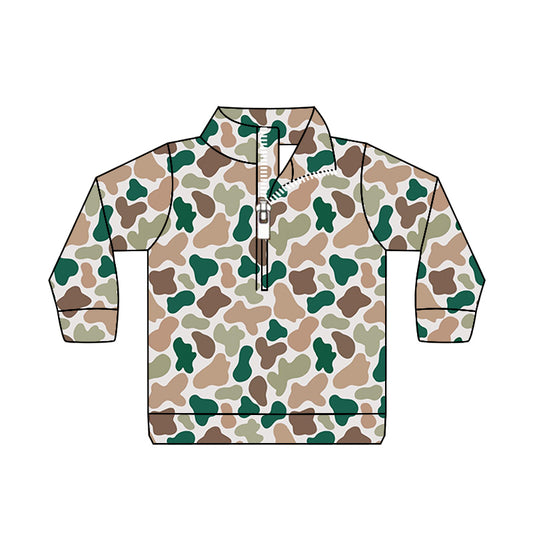 Toddle baby boy long sleeve colorful camo zip pullover